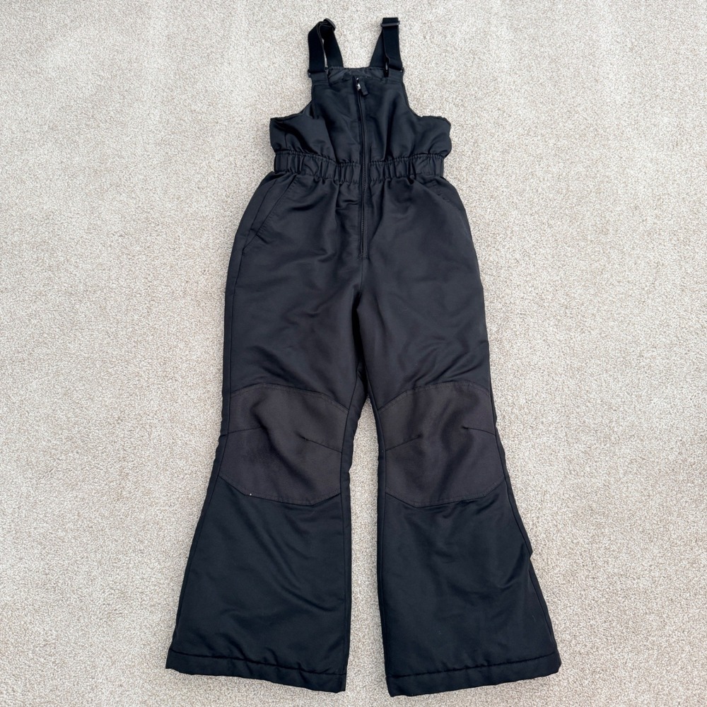 Faded Glory Snow Bibs Kids Size M 7-8 Black Insulated Ski Pants Snowboard